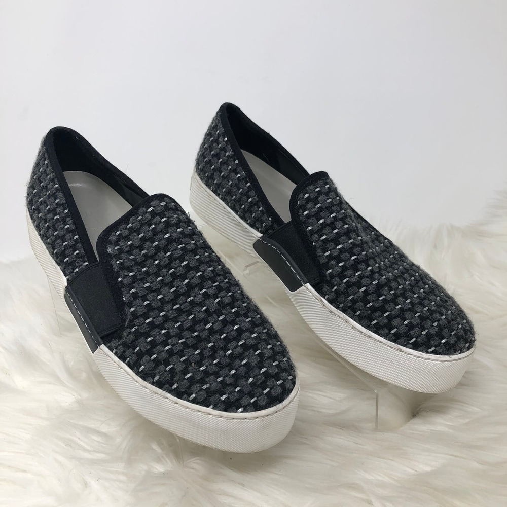 1 State Waylan Black Gray Textile Weave Slip on Loafers Sz 8
